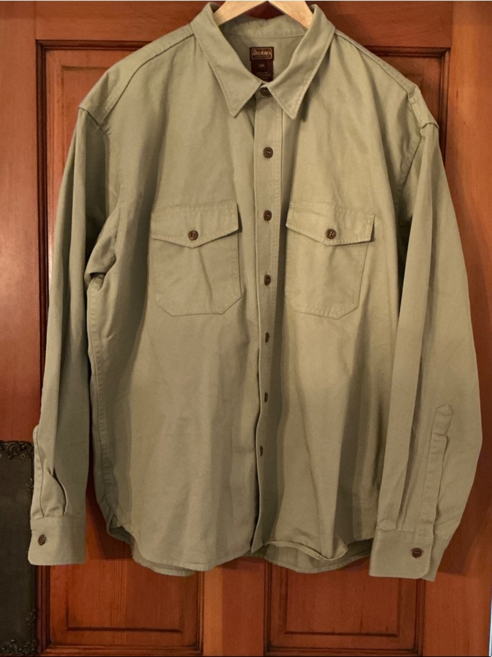 Dickies Light Olive Green Button-Down Work Shirt